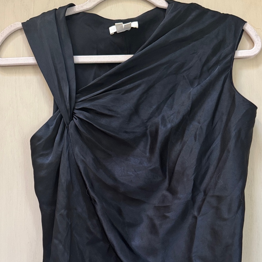 Helmut Lang Black Asymmetrical Silk Top